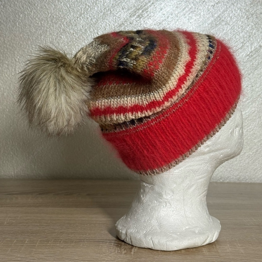 Juicy Couture Women One Size Multi-Colored Knit Wool Blend Beanie Hat  Pom-Pom